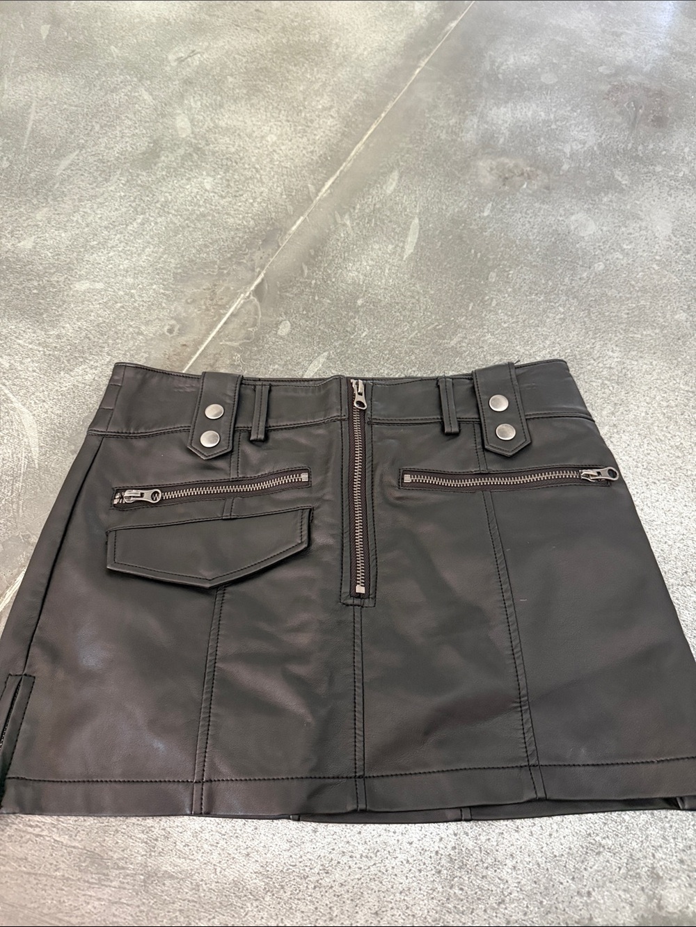 Free People Black Faux Leather Utility Mini Skirt